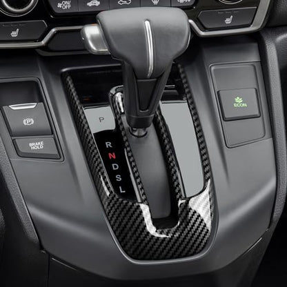 Gas Center Gear Shift Panel Decals for Honda CRV 2017 2018 2019 2020 2021 2022 Accessories CR-V ABS Carbon Fiber Interior Stickers - color: Gas Center Gear Shift, Black