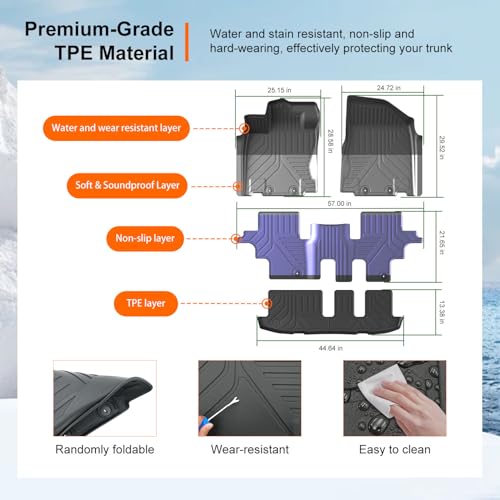 powoq 7 Seats Floor Mats Compatible with 2013-2020 Nissan Pathfinder Cargo Mat 13 JX35 Floor Liner 14-20 QX60 Replacement for 2013-2020 Pathfinder Accessories (Trunk Mat with Backrest Mat+Floor Mats) - size: Compatible with Pathfinder/QX60 | 13-20