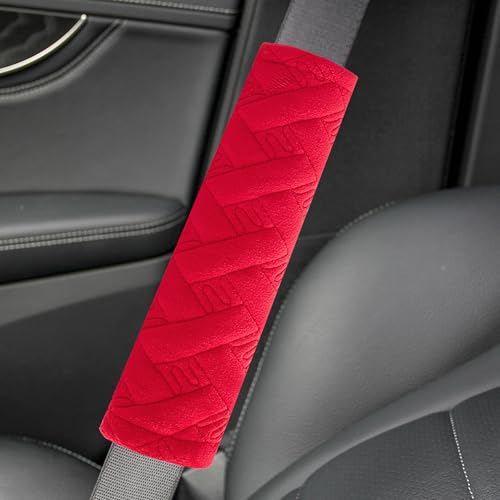 2-Pack Soft Seat Belt Covers Universal Car Shoulder Pad Cushions with Braid Pattern for Comfortable Driving & Bag Strap Protection Red - color: Red