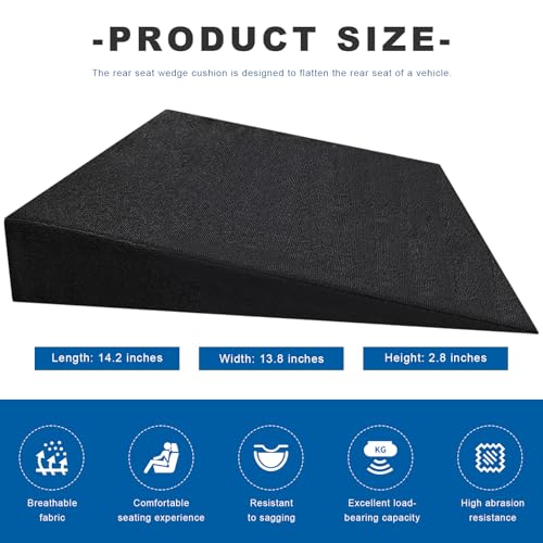 2PCS Auto Seat Wedge Leveling Cushion, Breathable Fabric Rear Seat Leveling Mat Support Cushion, Ergonomic Angled Design Backseat Pad Pain Relief Pad for Car Office Outdoor - color: 2 Pcs