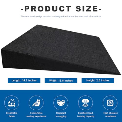 2PCS Auto Seat Wedge Leveling Cushion, Breathable Fabric Rear Seat Leveling Mat Support Cushion, Ergonomic Angled Design Backseat Pad Pain Relief Pad for Car Office Outdoor - color: 2 Pcs