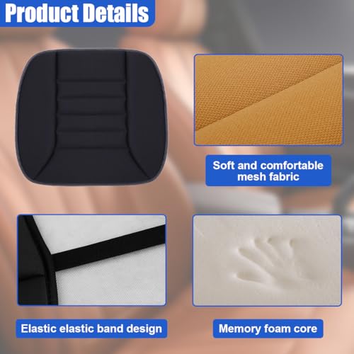 Car Seat Cushion Pad, Memory Foam Automotive Butt Cushion with Non-Slip Silicone Bottom, Breathable Driver Seat Protector for Vehicle, Home and Office Chairs (Black) - color: Black
