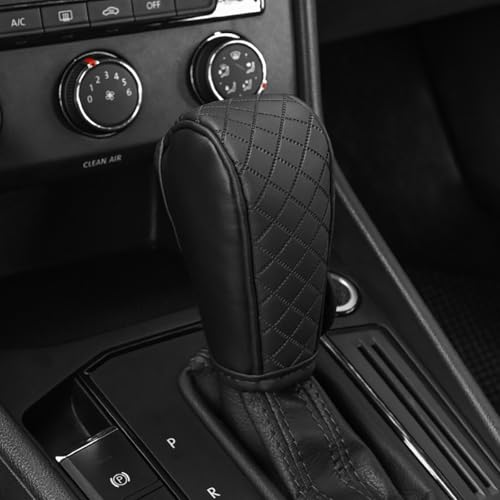 Gear Shift Knob Cover PU Leather Car Stick Shift Knob Cover Universal Fit for Most Cars, Non-Slip Gear Shifter Protector, Stylish Gear Shift Hoodie (Black) - color: Black
