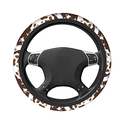 Brown Cow Print Steering Wheel Cover Universal 15 Inches for Women Men, Neoprene Anti-Slip Cute Car Steering Wheel Grip Wrap Car Accessories Protective Case Cover for Vehicle Truck SUV¡­ - color: Rainbow Cheetah Print