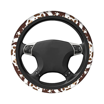 Brown Cow Print Steering Wheel Cover Universal 15 Inches for Women Men, Neoprene Anti-Slip Cute Car Steering Wheel Grip Wrap Car Accessories Protective Case Cover for Vehicle Truck SUV¡­ - color: Rainbow Cheetah Print