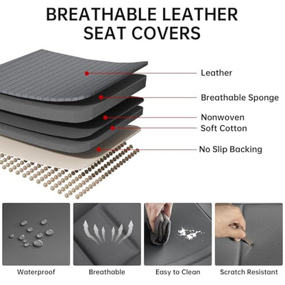 2Pcs Car Seat Cover Front PU Leather Seat Covers Universal Bottom Seat Covers for Most Vehicles,Sedan,Truck,SUV,21.26 inches in Length and 21.26 inches in Width (Gray-Front Bottom 2 Piece) - color: Gray-Front Bottom 2 Piece