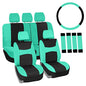 FH Group Full Set Cloth Car Seat Covers , Universal Fit combo, Low Back Front Seat Covers, Airbag Compatible, Split Bench Rear Seat, Washable Seat Cover for SUV,Sedan,Van, Mint - color: Mint