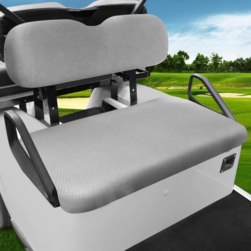 Universal Golf Cart Seat Covers Set for EZGO TXT/ RXV, Club Car DS/ Precedent, Yamaha G29/ Drive 2 Front Seats, Durable Breathable Bench Seat Covers Washable Polyester Mesh Cloth Without Logo, Gray - color: Gray