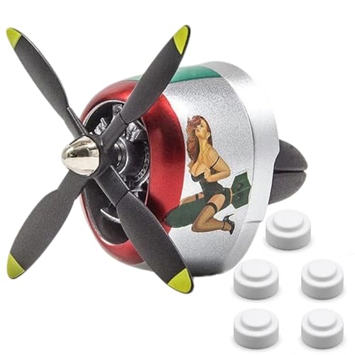 P-40 Warhawk Car Air Freshener with Spinning Propeller - Vent Clip Dashboard Decor for Men, Long Lasting Odor Eliminator wiht 5 Pack P40 Freshener Refills (P47-A) - color: P47-A