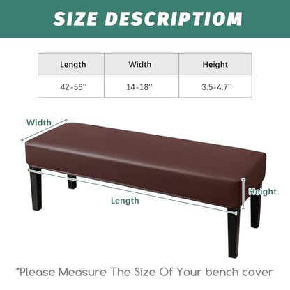 FUANGUI PU Waterproof Bench Cover, Stretch Dining Bench Cover for bedrooms, Living Rooms, Kitchens, Protector Chair Bench Piano Bench Seat Covers Stool Slipcover Removable, Washable - Coffee - color: Pu Coffee