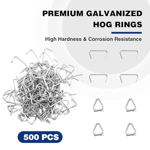WORKPRO Bent Hog Ring Pliers with 500 Pcs 3/4" Hog Rings, Galvanized Steel Hog Rings Perfect for Furniture Upholstery, Auto Upholstery, Plastic Meat & Sausage Casings - style: Bent Hog Ring Pliers Set