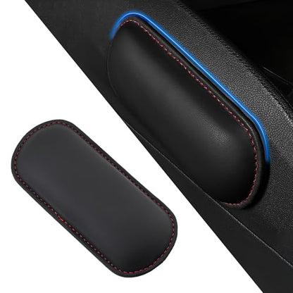 Car Center Console Knee Leg Elbow Cushion Pad, Soft Leather Door Armrest Foot Care Thigh Support Comfort Pillow, Auto Interior Accessories for Knee Pain Relief (Black/Red)