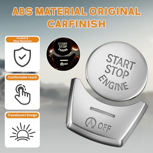 Silver Chromed Electronic Parking Brake Handbrake Switch Button Cover Compatible with BMW 5 6 7 Series F10 F07 F12 F01 handbrake Button Cover Patch Compatible with BMW Accessories - color: Silver Start Cover(for F10)