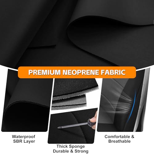 Front & Rear Seat Cover Compatible with 2013-2018 Dodge Ram & 2019-2022 Classic Ram Crew Cab, Neoprene Durability Truck Seat Cover, Rear ONLY Fit Full Bench Rear Seat Without Armrest - color: Black, size: 2013-2022 Ram 1500/2500 Front & Rear