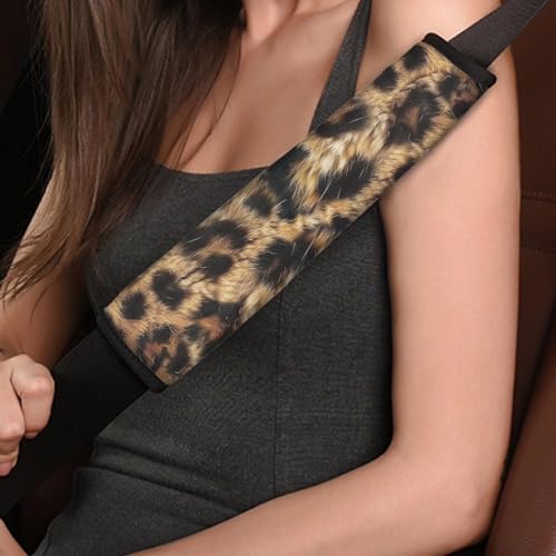 Dolyues Cheetah Print Seat Belt Covers Women Car Seat Straps Protector Trendy Car Accessories Universal Fit Most Car SUV and Truck - color: Cheetah Print Pattern