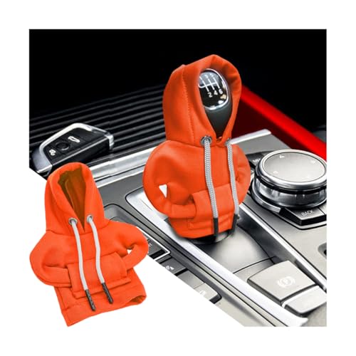 BELOMI Car Gear Shift Cover, Fashionable Hoodie Automotive Gear Shift Knob Protector, Mini Sweater Shirt Gear Shift Knob Cover, Universal Car Decor Accessories (Orange) - color: Orange, size: 1 Piece