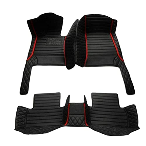 TAHALI Custom Colors Car Floor Mats Black Pink for 99.9% Sedan SUV Sports， All-Weather Liners Car Floor mat，Luxury Leather Automotive Floor Mats (3D Black Red 1,3D Floor Mats) - color: 3D Black Red 1
