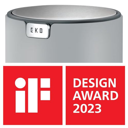 EKO Mini Desk Trash Can with Swing-Top Lid 0.4 Gallon Small Table Round Wastebasket for Office, Home, Car (Grey) - color: Grey, size: Tabletop 1.5 Liters