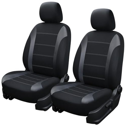 Champlus Car Seat Covers, Carbon Fibre and Durable Breathable Mesh 2 Front Bucket Seat Covers, Universal Fit Automotive Sedan Cars, SUVs, Trucks, Mini Vans, Airbag Compatible, Easy to Install - color: Black