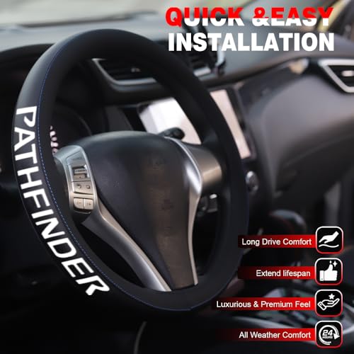 XITER Leather Steering Wheel Cover for Pathfinder 2013-2020,with Pathfinder Logo - color: Pathfinder 2013-2020,With "Pathfinder" LOGO