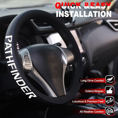 XITER Leather Steering Wheel Cover for Pathfinder 2013-2020,with Pathfinder Logo - color: Pathfinder 2013-2020,With "Pathfinder" LOGO