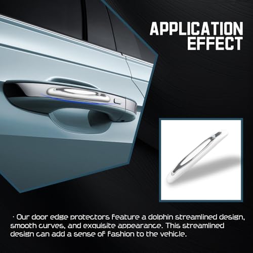4PCS Car Door Edge Guards, Car Door Protector, Anti-Scratch Car Door Protector Trim Strip with Self Adhesive, Car Accessories Car Door Bumper Guards Universal for SUV Pickup Truck (White)
