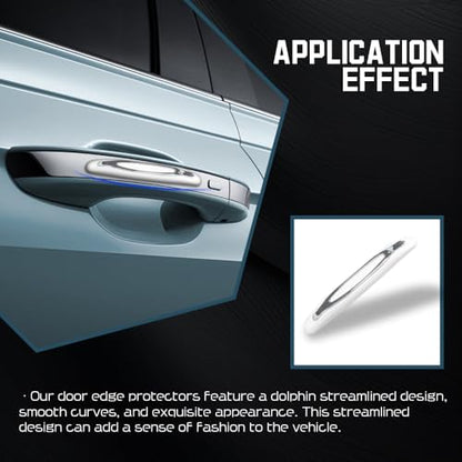 4PCS Car Door Edge Guards, Car Door Protector, Anti-Scratch Car Door Protector Trim Strip with Self Adhesive, Car Accessories Car Door Bumper Guards Universal for SUV Pickup Truck (White)
