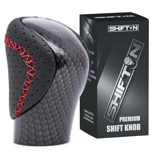 Gear Shift Knob Shifter for Lexus ES GS GX is NX RC RX 200t 250 300 300h 350 350L 450h 450h 450hL 460 500 | Fits F-Sport OEM Style Replacement (Red Stitch/Carbon Fiber Pattern) - color: Red Stitch / Carbon Fiber Pattern