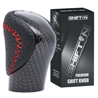 Gear Shift Knob Shifter for Lexus ES GS GX is NX RC RX 200t 250 300 300h 350 350L 450h 450h 450hL 460 500 | Fits F-Sport OEM Style Replacement (Red Stitch/Carbon Fiber Pattern) - color: Red Stitch / Carbon Fiber Pattern