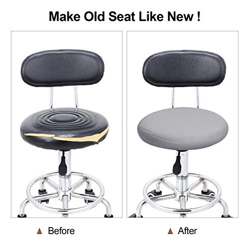Tatuo Round Bar Stool Seat Covers Washable Stool Cushion Slipcover Elastic Bar Chair Covers for 14-17 Inch Chair (Gray, 4 Pieces) - color: Grey