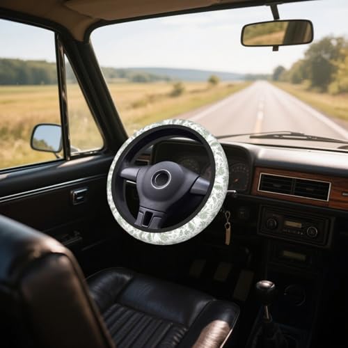Steering Wheel Cover Accessories Neoprene Cover, Breathable Non-Slip Easy to Install Suitable for Women Men, 14.5-15.5 Inch for Car SUV Van Truck Universal - Green Plants - color: Green Plants