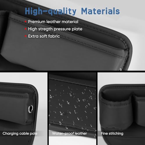 Universal Car Seat Gap Filler Organizer, Premium Leather Car Seat Organizer, Seat Gap Storage Box with Cup Holder for Drink, Front Seat Gap Bag for Phone, Sunglasses,Keys, 2 Packs (Left+Right)