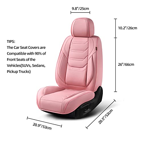 TIEHESYT Car Seat Covers , Breathable Leather Automotive Front and Rear Seat Covers, Car Seat Protectors, Compatible with Most Vehicles, SUV (Cute Pink, Front Pair) - color: Cute Pink, size: Front Pair Headrestless
