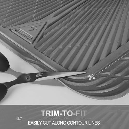 CAR PASS Gray Rubber Floor Mats&Cargo Liner,Waterproof Truck Mats Heavy Duty,All Weather Trim-to-Fit Automotive Mat for Car Truck SUV,Anti-Slip Easy Clean Durable,Full Set 5-Piece,3D Emboss All Grey - color: Gray Cargo Liner