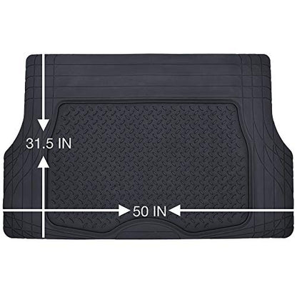 Motor Trend DualFlex Blue Floor Mats for Cars & Cargo Mat Full Set - All Weather Front & Rear Rubber Automotive Floor Mats & Cargo Liner for SUV, Car, & Van - Interior Trunk Mat & Floor Cover