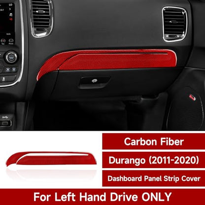 Car Copilot Glove Box Cover Decals for 2011-2020 Dodge Durango Accessories Carbon Fiber Interior Stickers, Red - color: Copilot Glove Box Trim