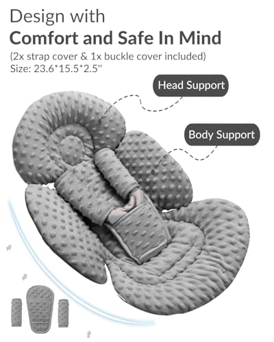Generic Infant Insert Compatible with Mamaroo Swing & Graco Swing and Infant Car Seat, Newborn Insert Baby Head Body Support, Reversible Design, Breathable Soft Fabric, 1Pcs - Dots, Dark Gray - color: Dots, Dark Gray