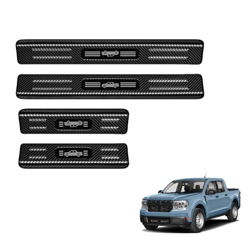 4PCS Car Door Edge Guards Door Sill Protector for Ford 2022-2025 2026 Maverick Accessories Stainless Steel Material Car Door Threshold Protection (Carbon Fiber Texture)