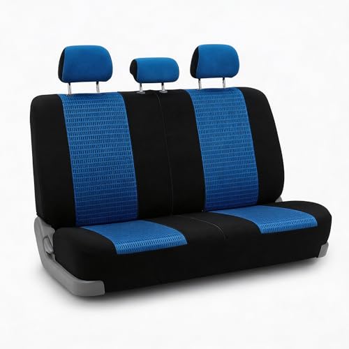 FH Group Automotive Seat Cover Trendy Elegance for Back Seat Blue Car Interior Accessories for SUV, Sedan & Van Universal Fit Combo Rear Seat Cover Split Bench Car Seat Protector for Dogs and Kids - color: Blue, size: Rear Set