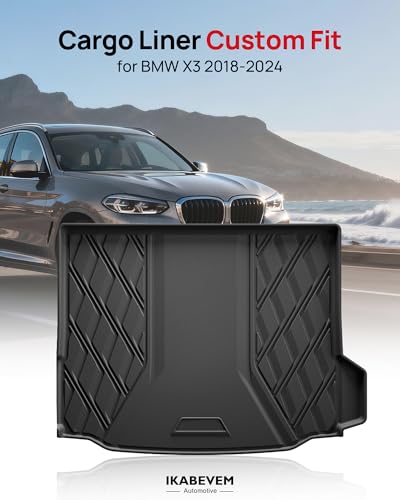 Original 2018-2024 X3 Cargo Liner for BMW X3 - Custom Fit All Weather TPE Trunk Mat - 3D Shaped Laser Measured Cargo Mat for BMW X3 2018-2024 (Not Fit X3 xDrive30e) - color: 2018-2024 X3 Cargo Liner