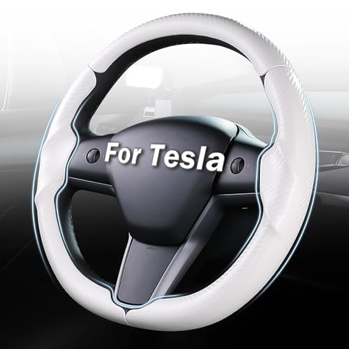 Steering Wheel Cover for Tesla Model 3 (2017-2023) / Model Y (2020-2024),Anti-Slip,Comfortable Grip, Breathable,Customized for Tesla Model 3/Y Accessories,Matte White - color: Matte White, size: For Model 3 (2017-2023) / Model Y (2020-2024)