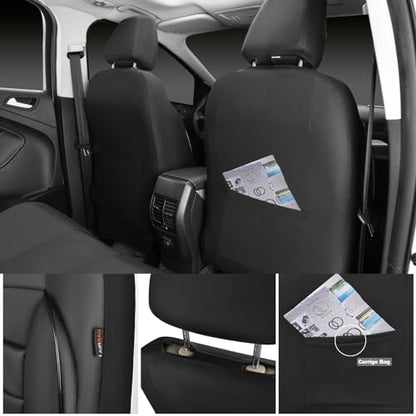 CAR PASS Faux Leather Car Seat Covers Front Seats Only, 3D Foam Support Car Seat Covers, Universal fit for Trucks Vans SUVs Sedans Automotive Comfortable, Airbag Compatible 2 Pieces Front Solid Black - color: Black Front