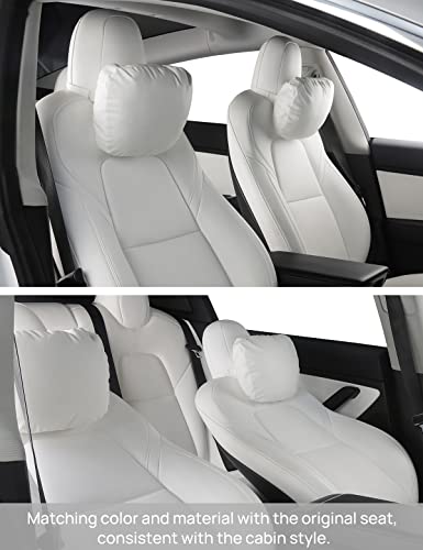 TPARTS Leather Headrest Neck Pillow for All Tesla Model Y/X/3/S(Includes Model Y Juniper 2026 2025 & Model 3 Highland 2024-2026) Accessories, Car Neck Pillow for Traveling (1pc White) - color: 1pc White