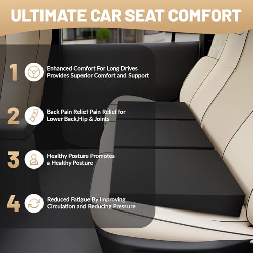 Auto Seat Wedge Leveling Cushion, Car Rear Seat Wedge Pad Office Chair Support Cushion, Angled Design Breathable Fabrics Leveling Pad for Car Office Chair, 1pcs