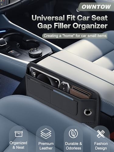 Universal Fit Premium Leather Car Seat Gap Filler Organizer, Center Console Organizer with Card Slots, Clever Gifts for Car SUV Truck Owners (Black, 1 Pack) - color: 01 Black, 1 Pack