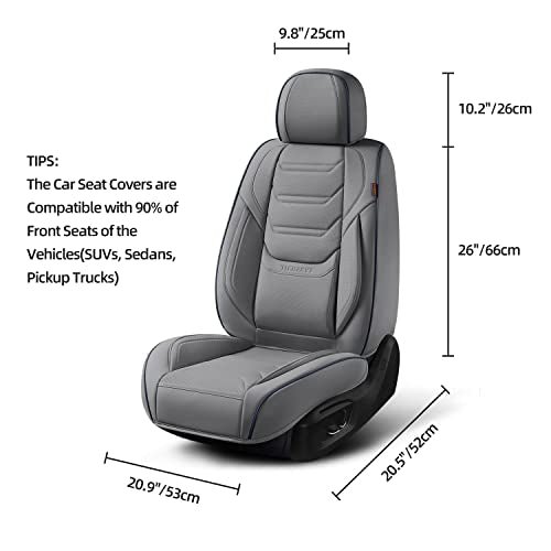 TIEHESYT Car Seat Covers Full Set, Breathable Leather Automotive Front and Rear Seat Covers, Car Seat Protectors Full Set, Compatible with Most Vehicles, SUV (Graceful Gray, Front Pair) - color: Graceful Gray, size: Front Pair Headrestless