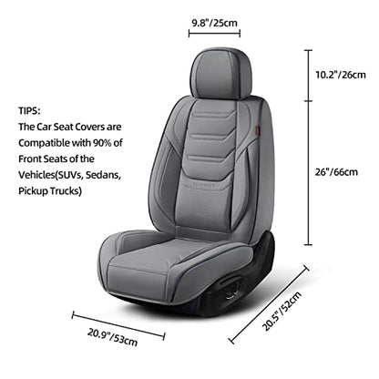 TIEHESYT Car Seat Covers Full Set, Breathable Leather Automotive Front and Rear Seat Covers, Car Seat Protectors Full Set, Compatible with Most Vehicles, SUV (Graceful Gray, Front Pair) - color: Graceful Gray, size: Front Pair Headrestless