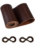 Belinous Leather Steering Wheel Cover Lace Up, Stitch on Steering Wheel Wrap, Universal Fit 13-20 Inch Car Truck Pickup Boat, A Whole Piece of Cowhide, DIY w/Needle Thread (Size L0, Coffee) - color: Coffee, size: L0