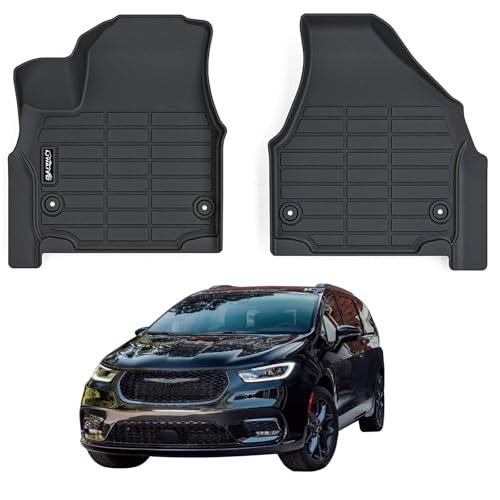 Floor Mat for 2017-2026 Chrysler Pacifica / 2020-2026 Voyager, TPE All-Weather Set Floor Liners，Custom Fit Non Slip-car mats Accessories, 1st Row - size: front mat(Gas & Hybrid)