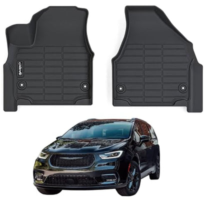 Floor Mat for 2017-2026 Chrysler Pacifica / 2020-2026 Voyager, TPE All-Weather Set Floor Liners，Custom Fit Non Slip-car mats Accessories, 1st Row - size: front mat(Gas & Hybrid)